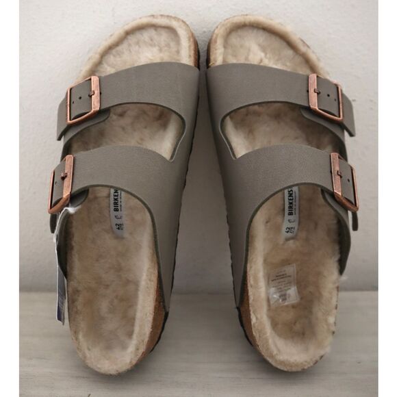 Birkenstock WMN Sz EUR 42 US 11 Green Arizona Shearling-Lined Slide Sandals - Picture 13 of 13